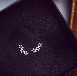 Real 925 Sterling Silver Little star Stud Earrings for Women Girls Fashion sterling-silver-jewelry brincos brinco