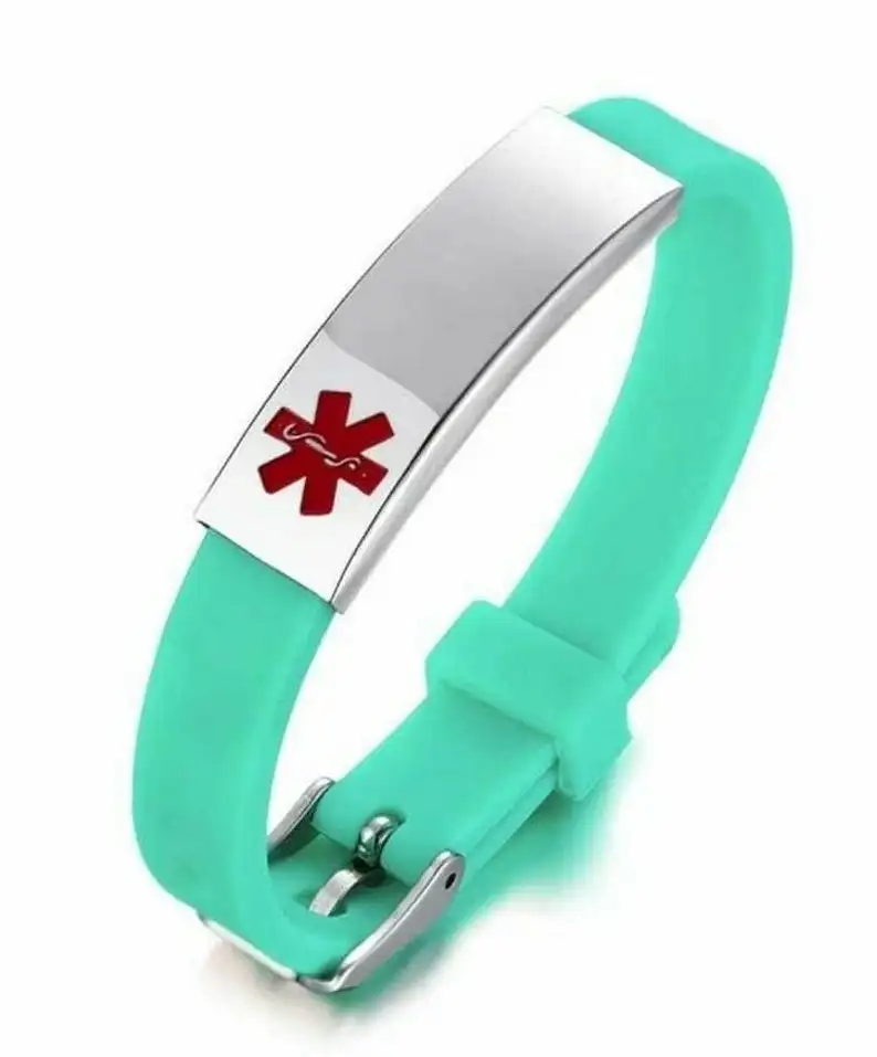 Kinder/Erwachsene Angepasst Personalisierte Medizinische ID Alarm-Armband für Frau Männer Gravur Edelstahl Silikon Schmuck – Detail 5