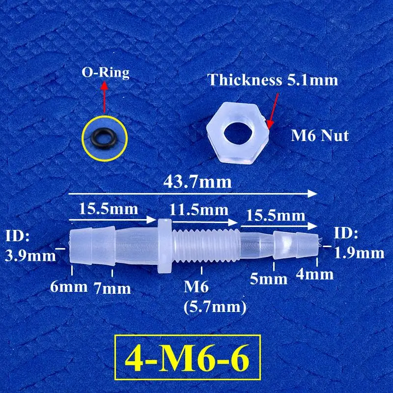 SgooHan 5~200 Stück M6~M10 bis 3~8 mm PP Pagoda-Direktverbinder Sechskantmutter ​ O-Ring Aquarium-Luftpumpenadapter Gartenbewässerungs-Schlauchverbinder 7