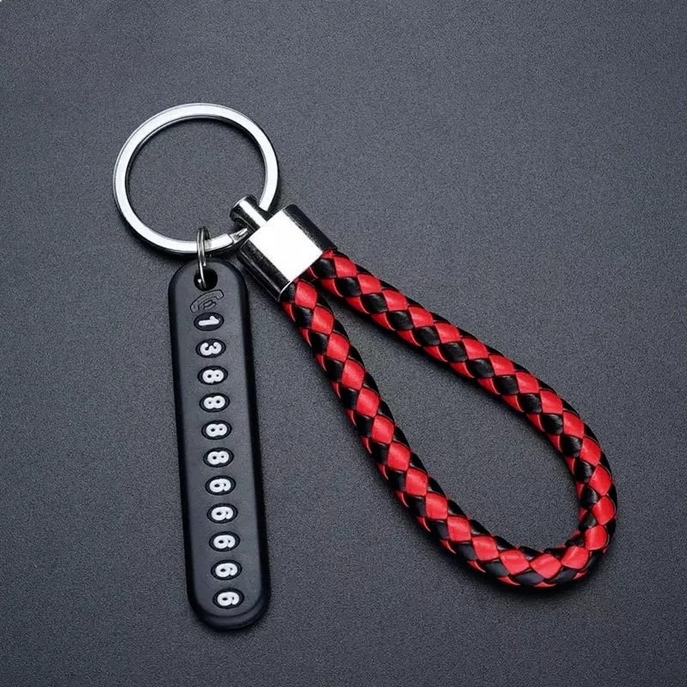 Pendant Keychain Gift for Husband Wife Car Key Ring Men Anti-Lost Auto Vehicle Number Plate Braided Rope Key Holder Accessorie