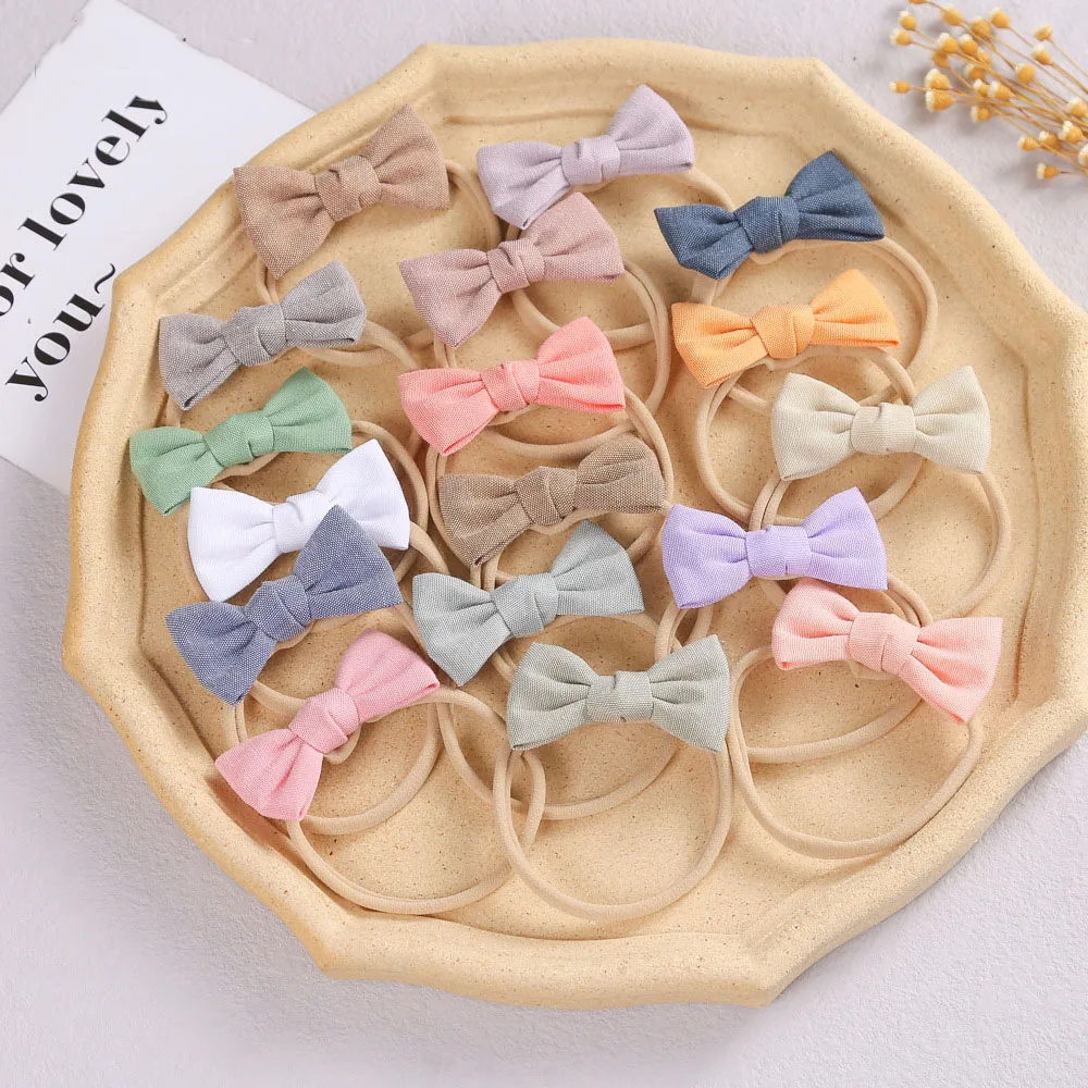 Nylon Baby Headbands Hair Bow For Girl Hairband Newborn Solid Hair Accessories Cotton Kids Headband Children Princess Photo Prop