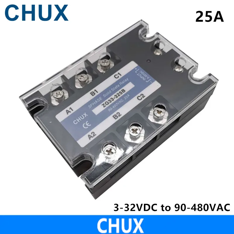 CHUX  SSR 10A 25A 40A 60A 80A 100A 120A Solid State Relay DC Control AC  Three Phase Solid State Relay SSR 40DA  DC-AC