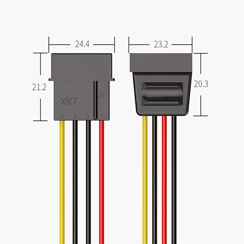 محول كمبيوتر محمول 20 سنتيمتر ، كابل طاقة 4 سنون IDE Molex إلى 2 مسلسل ATA SATA Y الفاصل