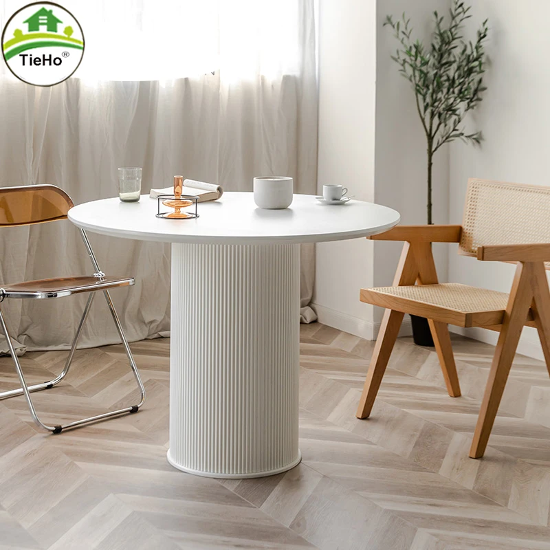 TieHo Marble Round Dining Table Coffee Table for Small Apartment Home Hotel Dining Hall Kitchen White Table Wholesale