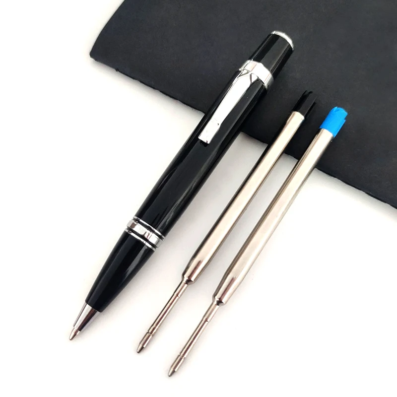 Luxury Mini Full Metal Short Ballpoint Pen Give 2 Refills 0.7mm Balck and Blue Ink Heavy Portable Notebook Roller Pens