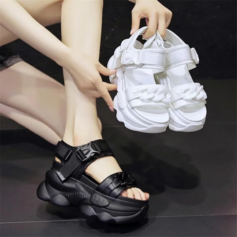 2021 Summer Wedges Sandals 9cm Ladies Beach Slippers High Heel Sandals Women Casual Shoes Platform Chunky Shoes Sandalias Mujer