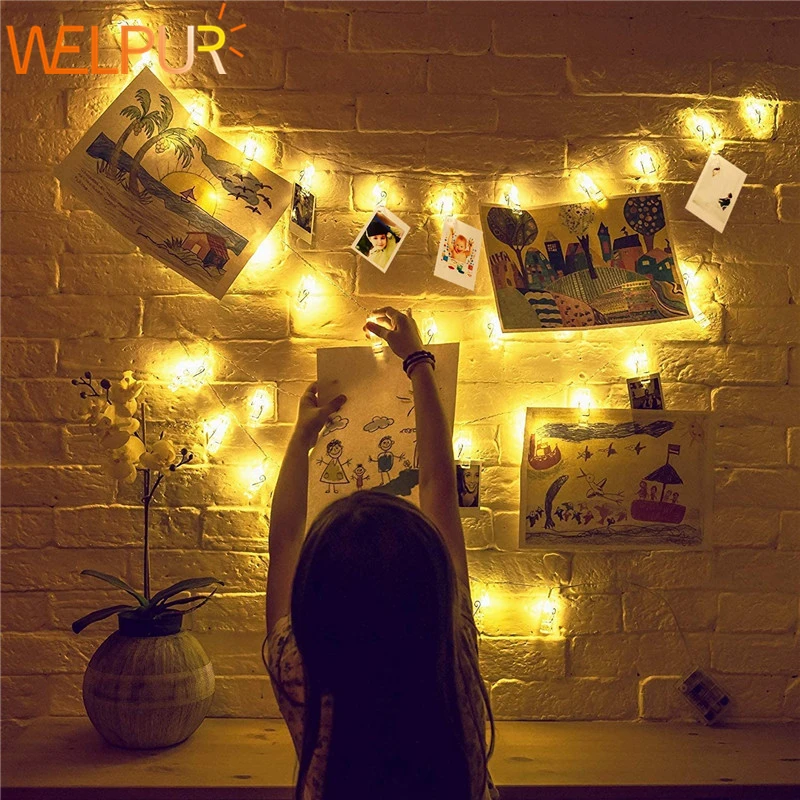 Photo Clip lamp LED String lights Battery DC 5V Christmas Holiday Party Wedding Decoration Fairy lights 1m 2m 5m 10m