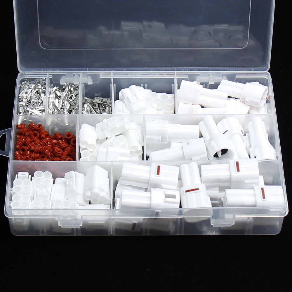 Automóvel e Motocicleta Conector Elétrico, Auto Fio Selado, Terminais Masculino e Feminino, Plug Kit, 2Pin, 3Pin, 4Pin, 30 Pcs, 15Set