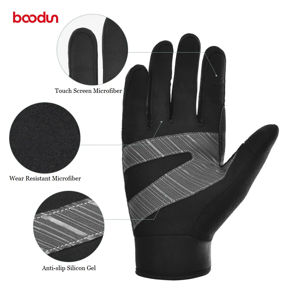 Boodun Luvas Ciclismo Outdoor Sport Winter Mittens Cycling Full Finger Gloves Luvas de Bicicletas MTB Touch Screen Long Glove