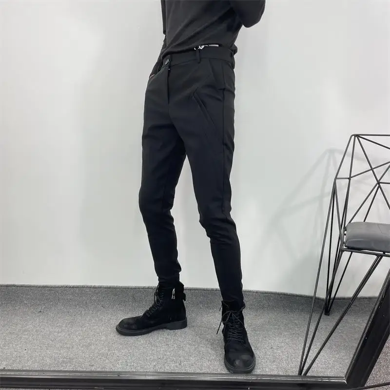 Trendy Men's Autumn And Winter Simple Slim Fit And Slim Work Dress Leggings New Fashion Elastic Large Casual Tapered Pants