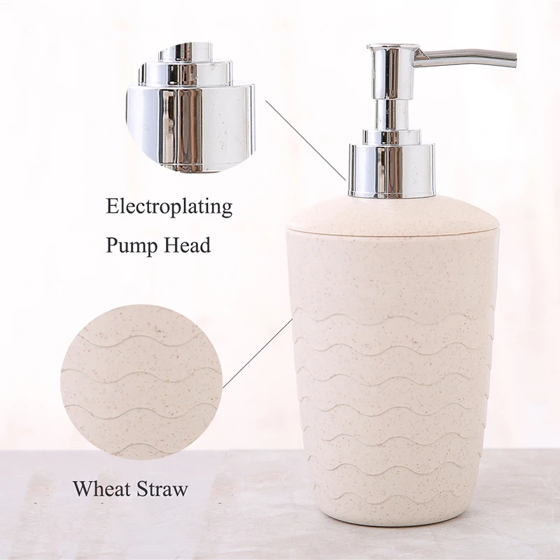 340ml Wheat straw Soap Dispenser Lotion Bottle Press Hand Sanitizer Bottle Liquid Soap Dispensers Bathroom Accessories