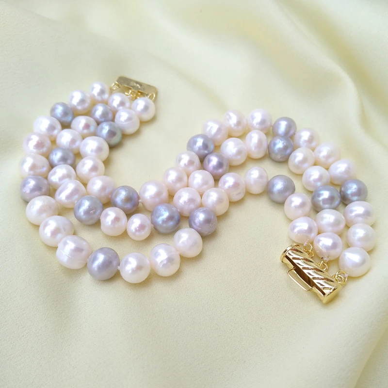 

3 Strand Rows, South Sea Real Pearl Bracelet, Multicolor White Purple Candy Color, 7.5-8in 19-20cm, Wedding Gift, Free Shipping