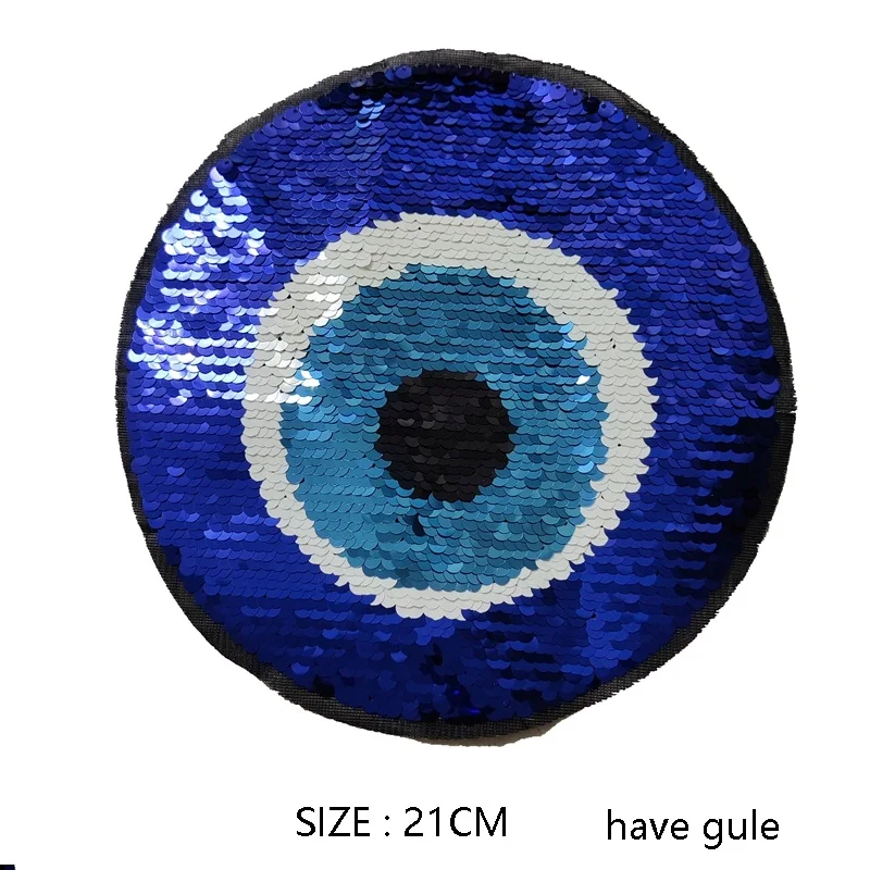 reversal sequined eyeball patch IRON sew on eye blue EYE patch SEWING ACCESSORY FABRIC STICKERS DIY HANDWORK PATCHWORK BLUE EYE