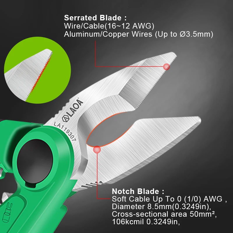 Imagem -03 - Laoa Polegada Tesoura Eletricista Stainlesse1.54 mm Cutter Cortador de Fio Descascando Cabo Profissional Ferramenta de Friso Terminal de Corte