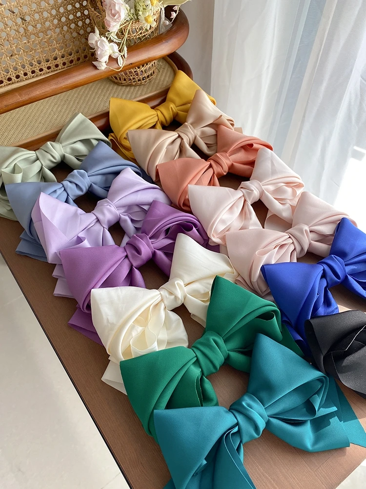 New Fashion Barrette For Women Girls High Quality Multi-layer Big Hair Clip Hairpin Bow Knot Satin Solid Color Accessories Hot