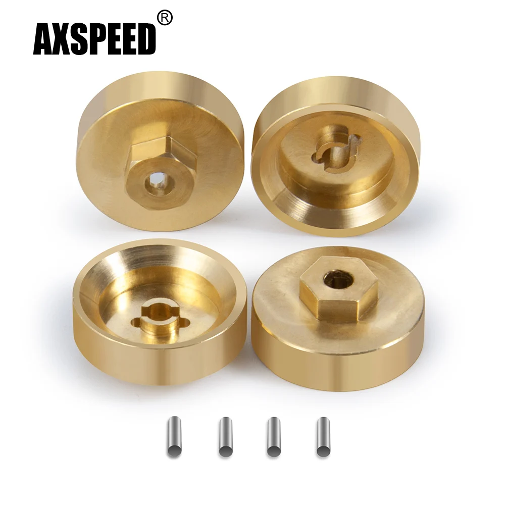 AXSPEED 4Pcs 5mm Brass Wheel Hex Axle Adapter Balance Weight for Axial SCX24 1/24 RC Crawler Car Truck Model Upgrade Parts