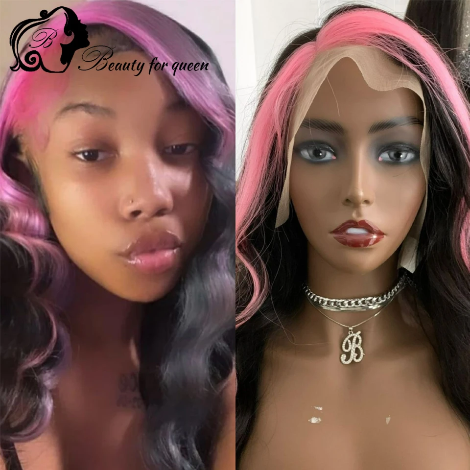 

Honey Blonde Pink Colored Lace Front Human Hair Wigs Pre Plucked Ombre 13x4 Lace Frontal Wig For Women Brazilian Virgin Hair