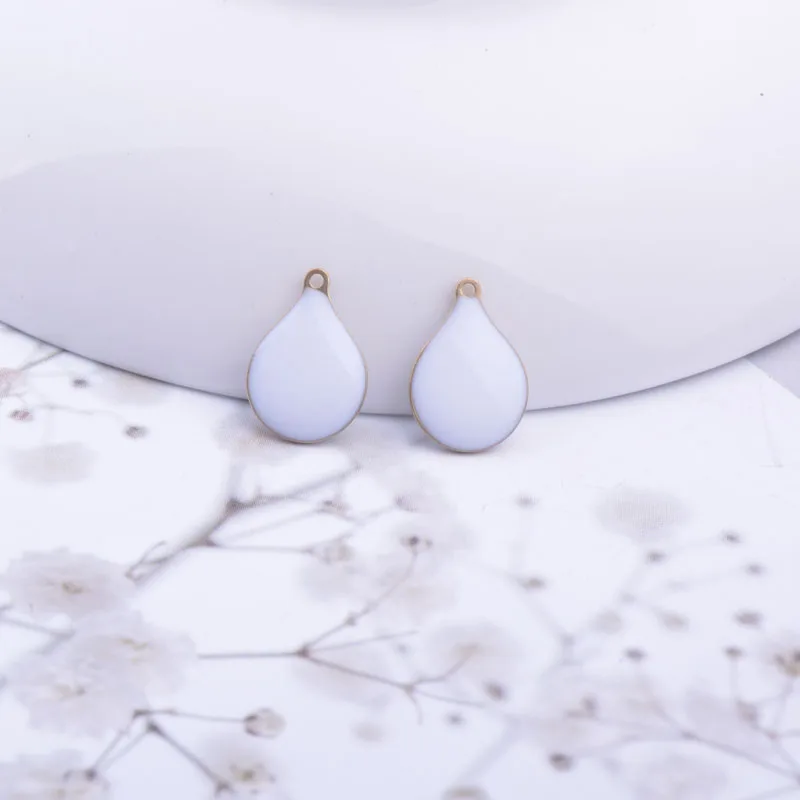 30 Stück 9*13mm Doppelseitige Emaille-Tropfenanhänger Kupfer-Emaille-Anhänger DIY Ohrring Schmuckzubehör – Detail 5