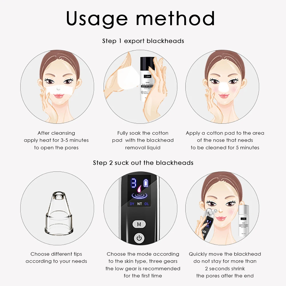 البثرة مزيل المسام مكنسة كهربائية البثور ضغط حب الشباب المزيلات الكهربائية الأنف الأسود النقاط مزيل تنظيف الوجه أدوات العناية