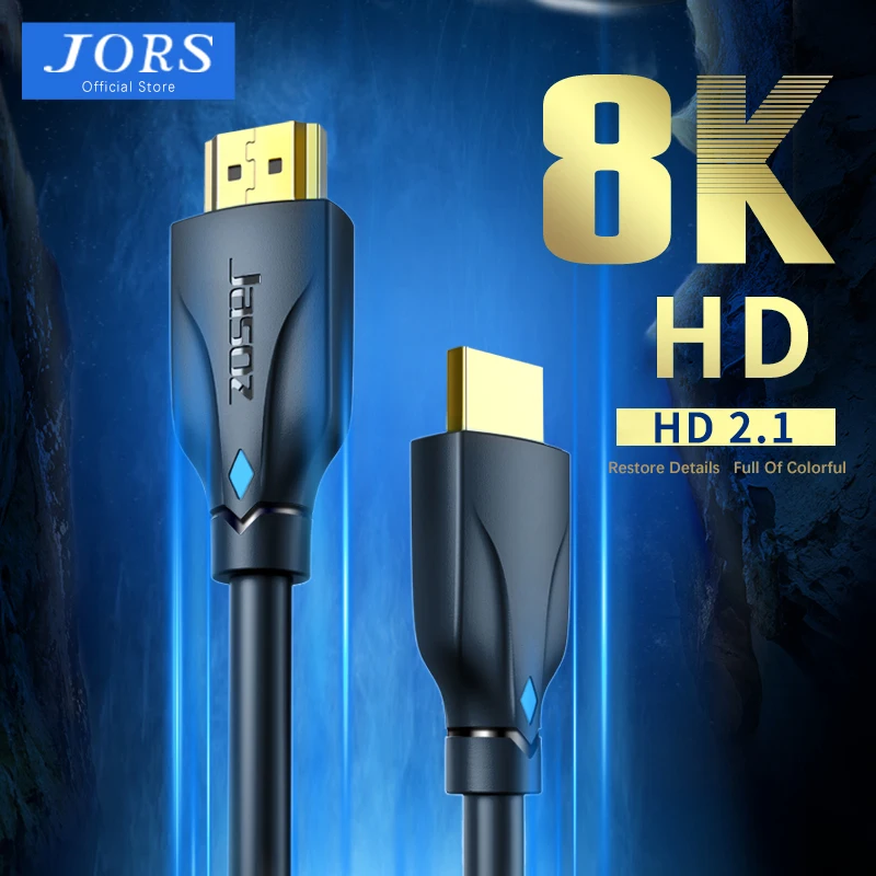 JORS 8K 2.1 HDMI-compatible Cable 60Hz 2.0 4K Video Audio Cable HDR for Xiaomi Tv Box PS4 PS5 Switch Xbox Laptop Projector