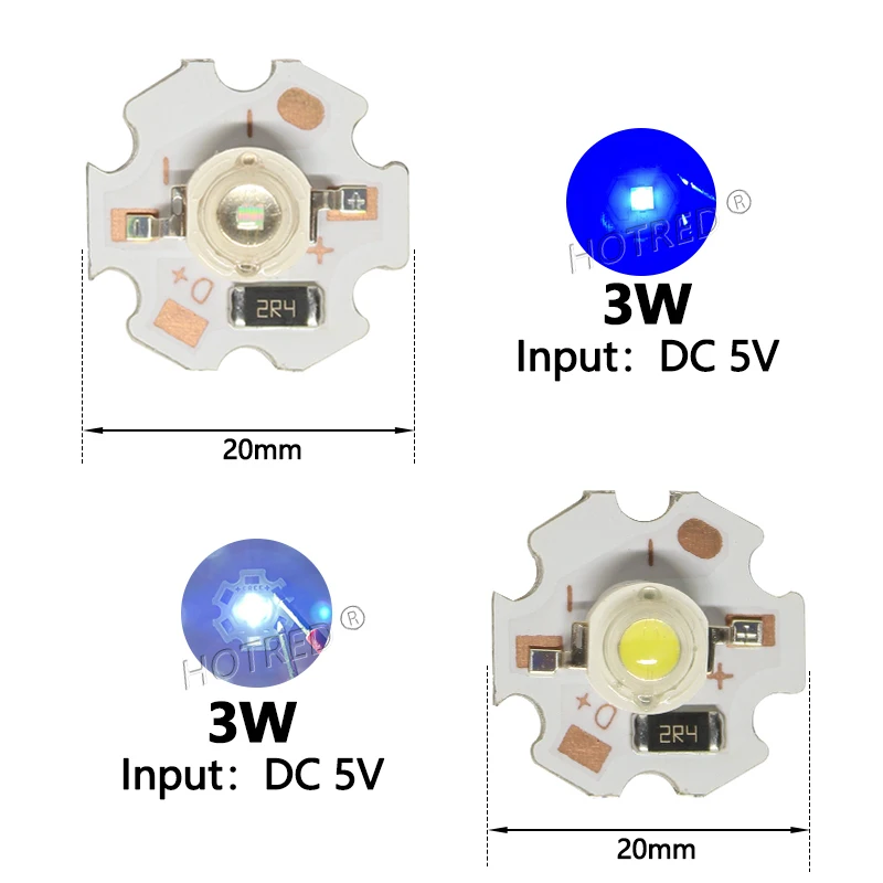 10 pz DC5V 3W LED PCB installato IC Chip SMD COB Doide perline spettro completo freddo bianco caldo verde rosso intenso 660nm Royal Blue IR UV