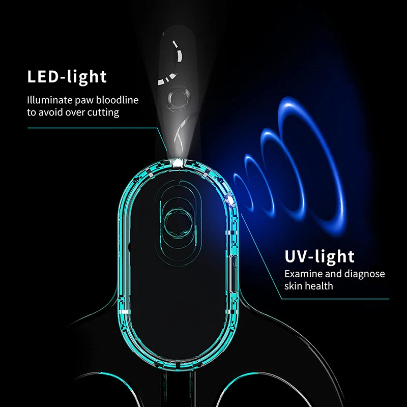 Benepaw Dog And Cat Nail Clippers LED And UV-Light For Cat Ringworm Detection Safety Lock Pet Claw Care Trimmers USB Charging