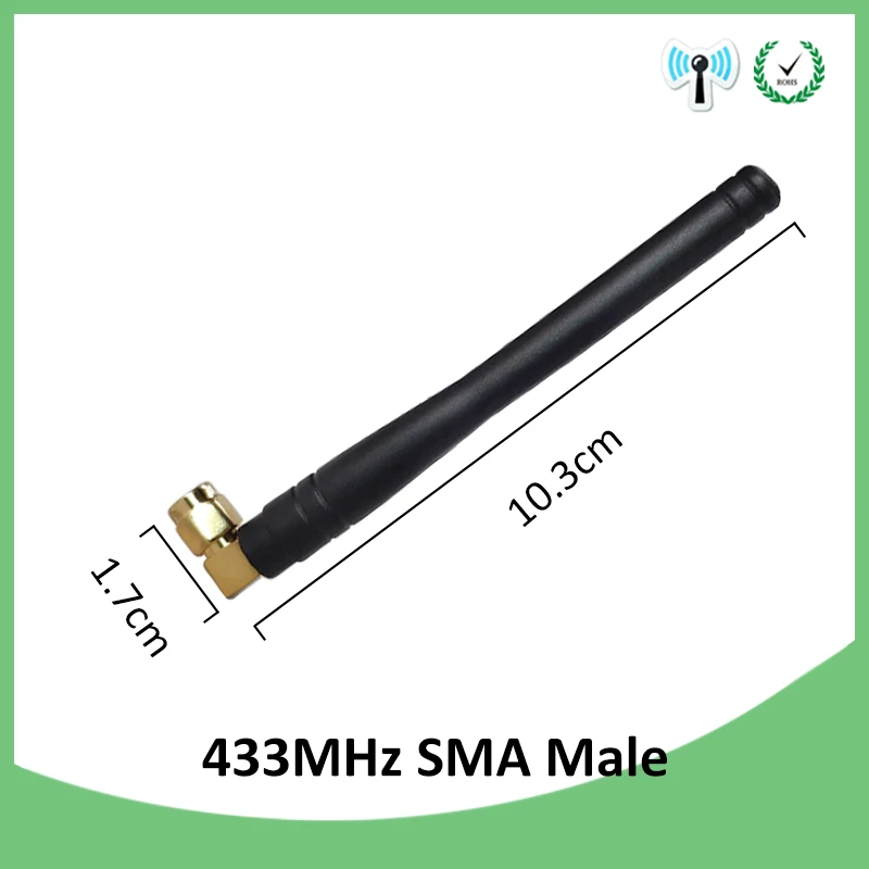 EOTH 10pcs 433mhz antenna 3dbi sma male lora antene pbx iot module lorawan signal receiver antena high gain