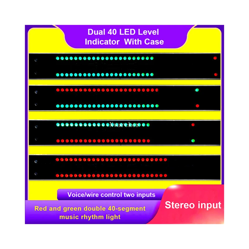 Nvarcher Dual 40 LED wskaźnik poziomu stereofoniczne widmo muzyczne z zielonym czerwonym VU-metrem z obudową sterującą głosem DC5V