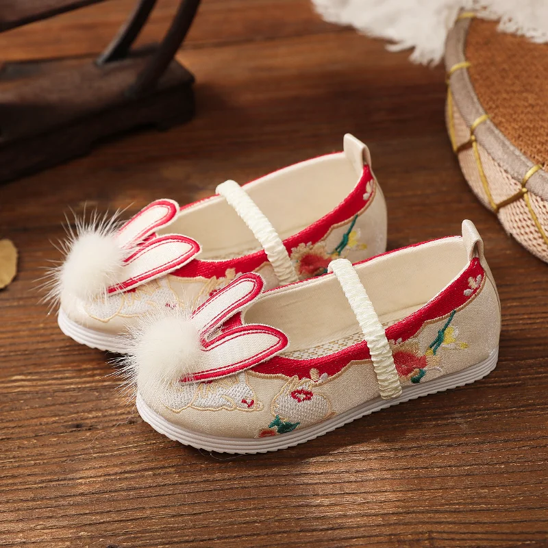 

Girl Ancient Style Spring Autumn New Rabbit Elastic Folk Dance Shoes Comfortable Chinese Style Show Cloth Shoes Fashion Hot Cute