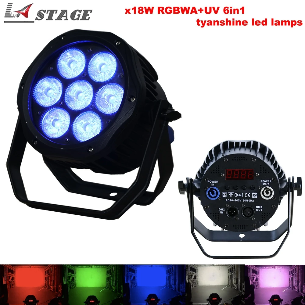 New 7x18W RGBWA UV 6IN1 Led Par Light DMX 6/10 Channels Taiwan Tyanshine Leds CE ROHS Indoor Led Stage Light