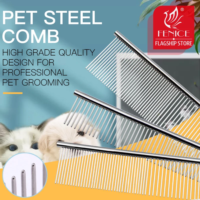 

Pet Comb Stainless Steel for Dog and Cat Grooming Large Dogs Teddy Knot Hair Remover Groomer Tools