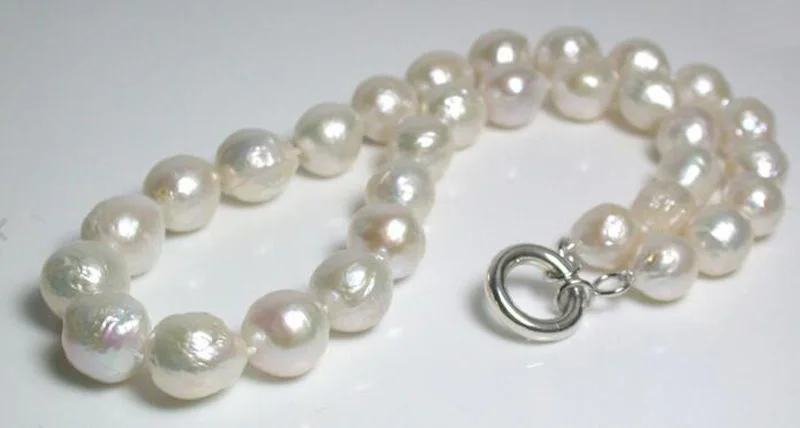 Natural white 10.5-13mm Kasumi-like freshwater pearl & sterling silver necklace