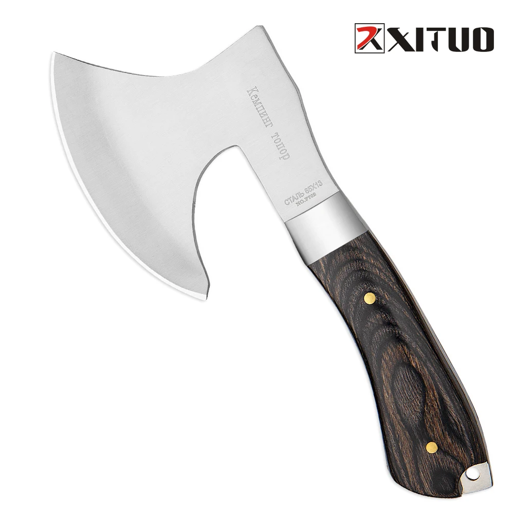 XITUO Full Tang ostry topór kuchenny nóż do kości Camping Survival Axe nóż ze stali nierdzewnej Tomahawk narzędzia zewnętrzne polowanie młotkiem