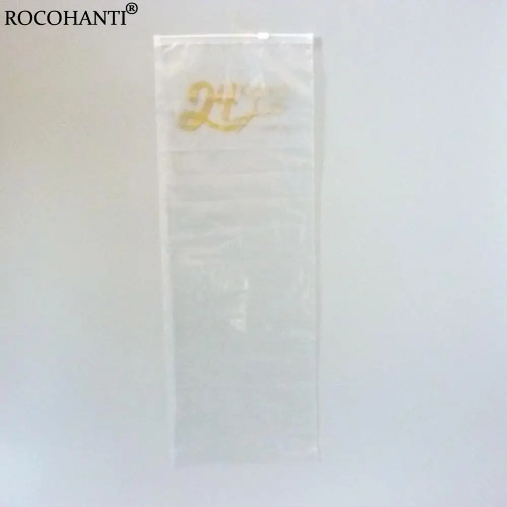 50pcs Custom Logo Printed Transparent Clear Long Plastic Zipper Bag for Wigs Package Hair Extensions Storage Gift Packaging Bags