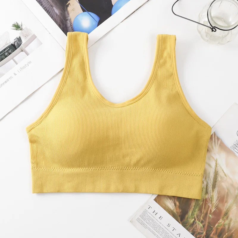 Women\'s Cotton Underwear Tube Tops Sexy Solid Color Top Fashion Push Up Comfort Bra Female Sports Tank Up Female Crop Top