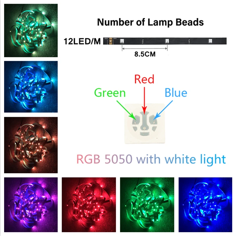 LED Strip Lights RGB 5050 Luz Flexible Tape Luminous String Luces Bluetooth Remote Control TV Backlight Holiday Fita Party Decor