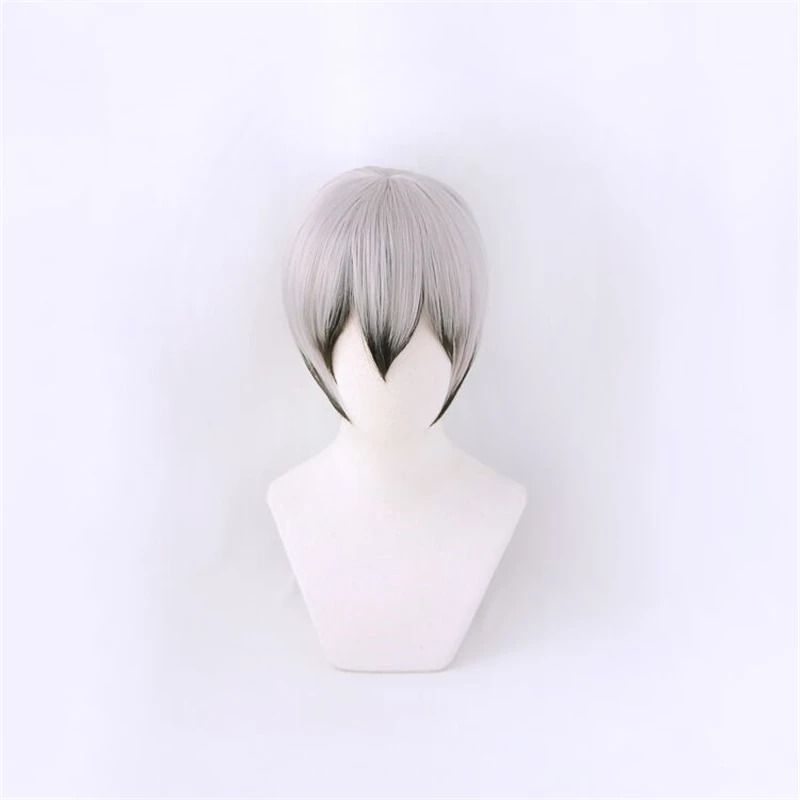 Kita Shinsuke peruka do cosplay Anime 30cm Shinsuke Kita krótkie czarne szare stylizowane syntetyczne peruki do włosów + czapka z peruką