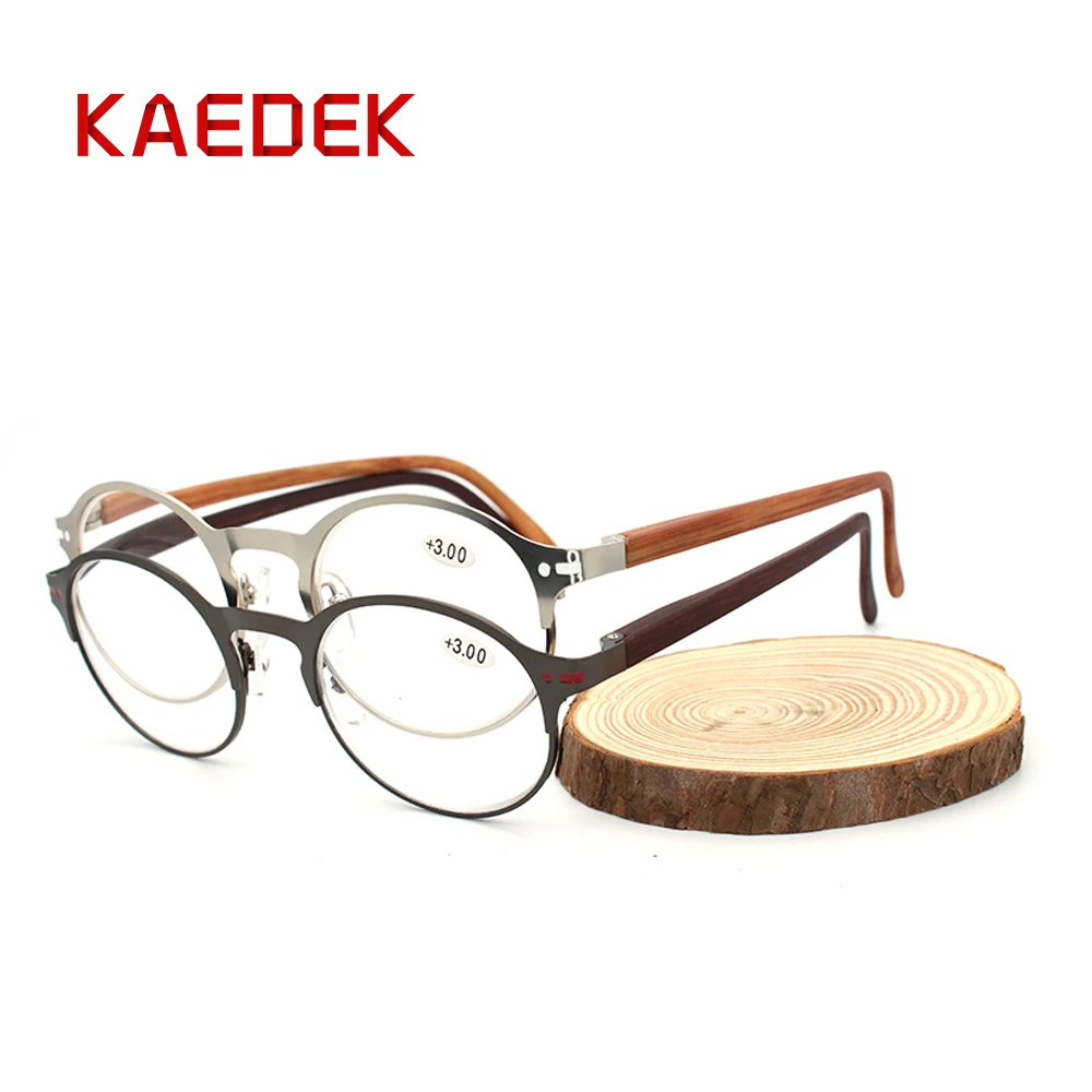 KAEDEK men and women ultralight reading glasses retro plastic round frame spring hinge high quality diopter glasses