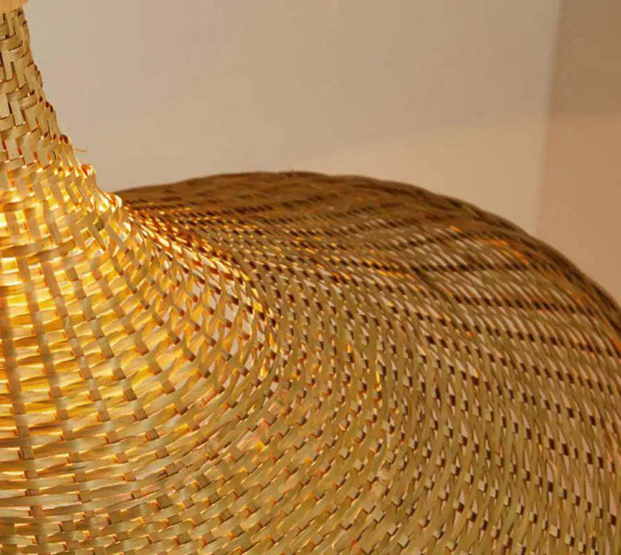 Modern hand woven bamboo lamp, used in restaurant, hotel, family, living room, attic, retro, custom straw hat, decorative lamp