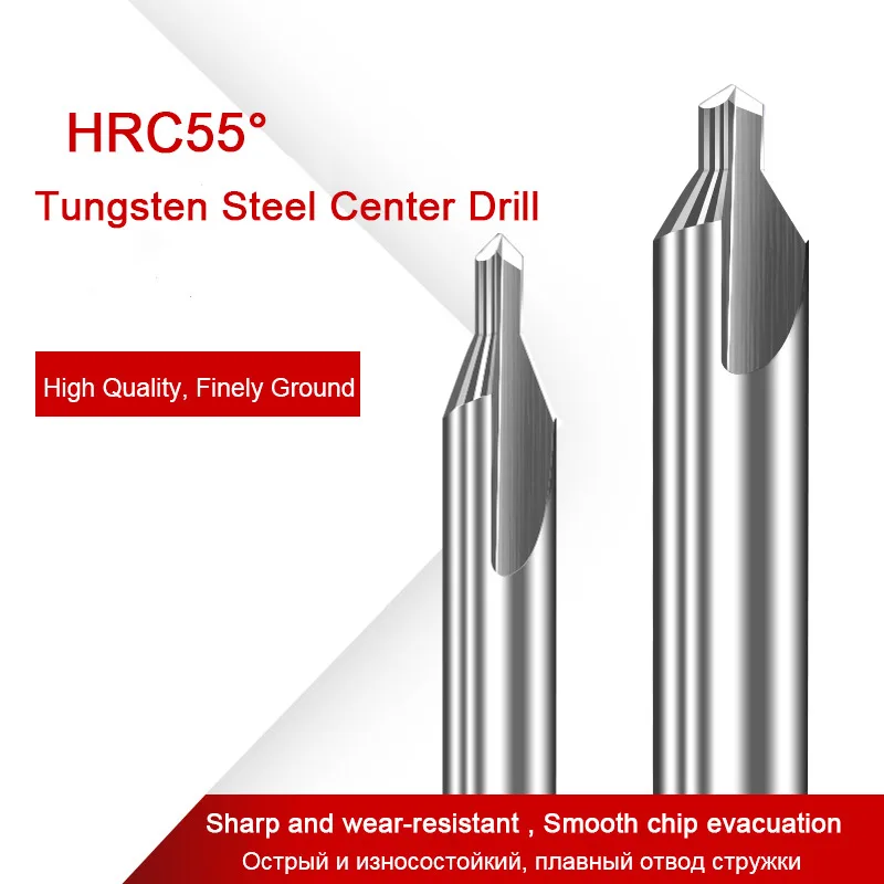 HRC55 ° 텅스텐 스틸 센터 드릴, 60 도 카바이드 스폿 드릴 0.4 0.5, 더블 헤드 금속 드릴 비트, 알루미늄, 1 2.0, 2.5mm, 6mm