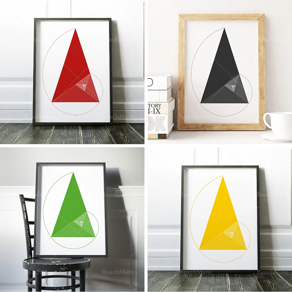 Fibonacci Triangle Print, Golden Ratio Poster, Golden Ratio Spiral Wall Art, Fibonacci Spiral Poster, Mathematics Poster, Colleg
