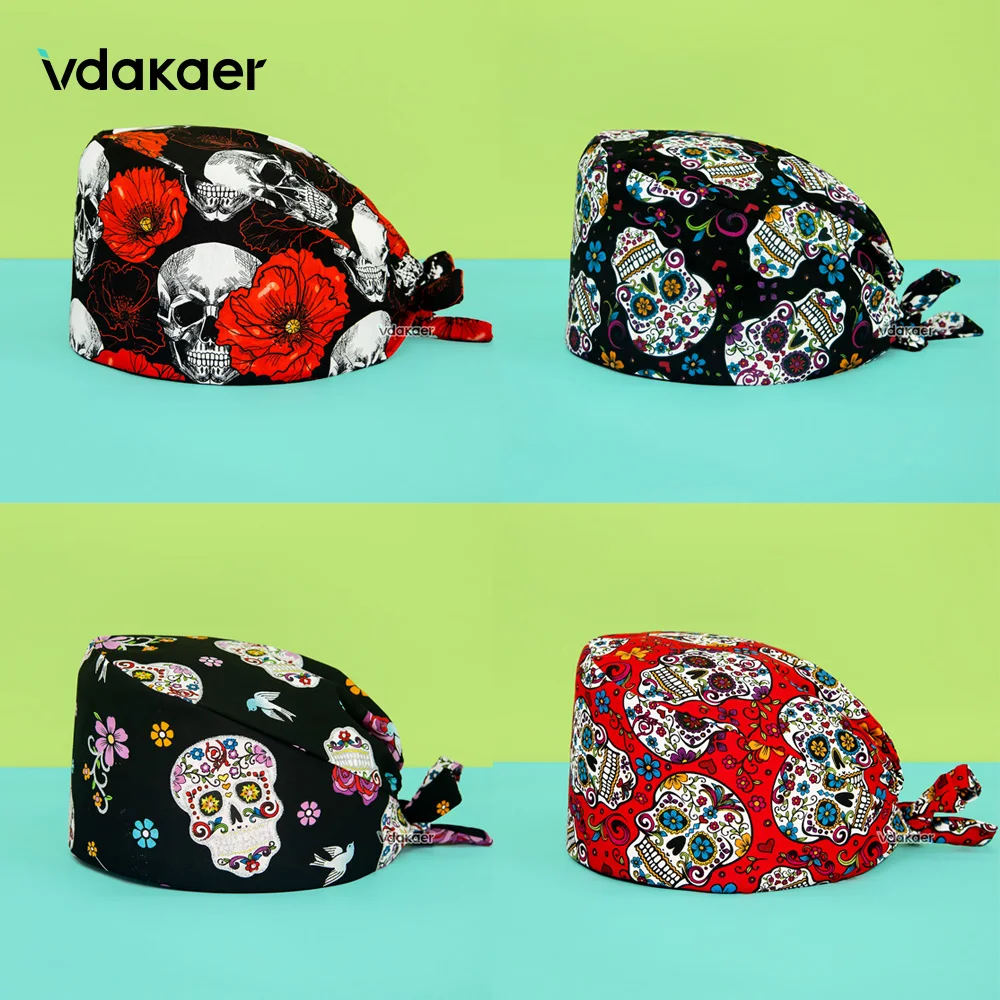 Регулируемая Рабочая шапочка с принтом в виде черепа
