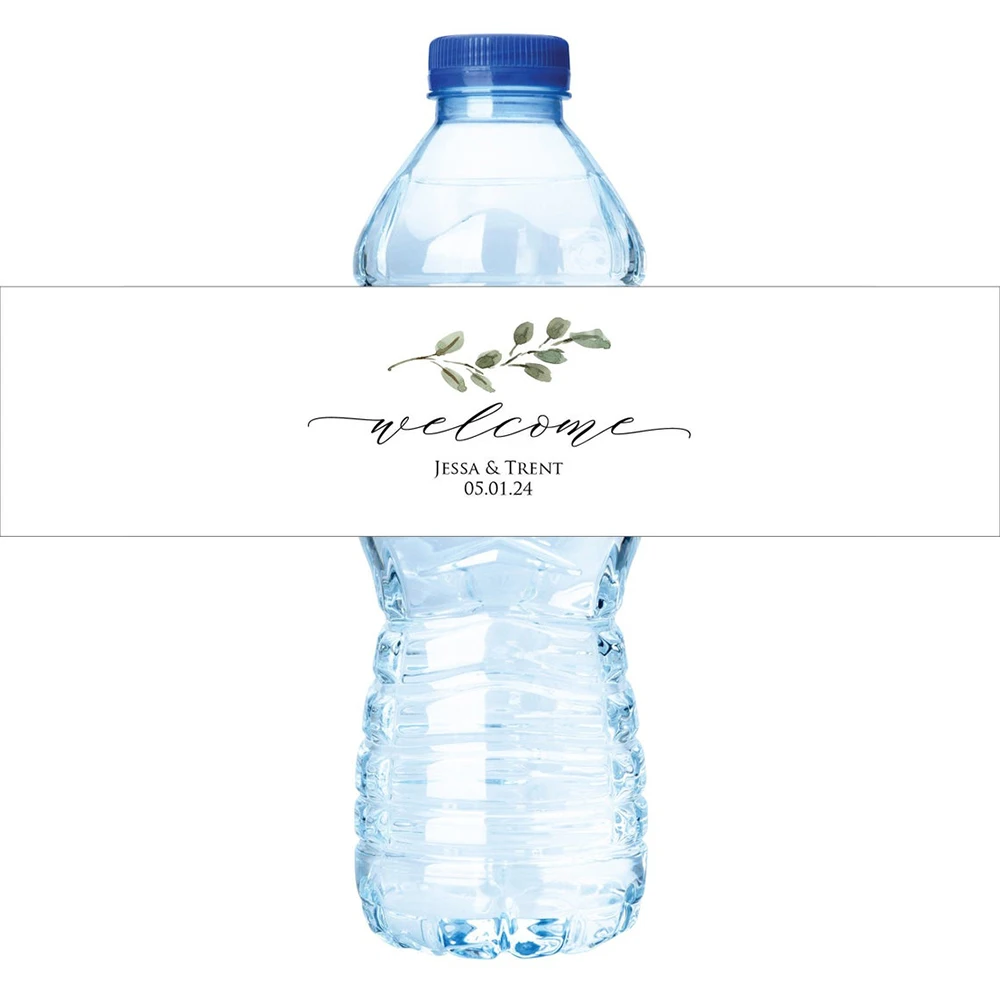 Personalized Welcome Labels Greenery Water Bottle Label Wedding Water Bottle Label Best Day Ever WaterBottle Stickers