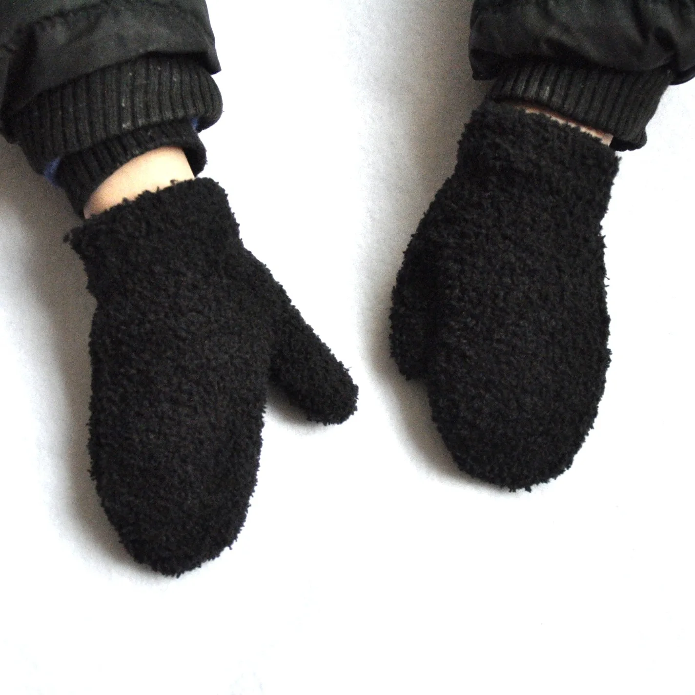 Gants d\'hiver pour enfants, chauds et froids, tricotés, Semi-peluche, Plus molletonnés, roses