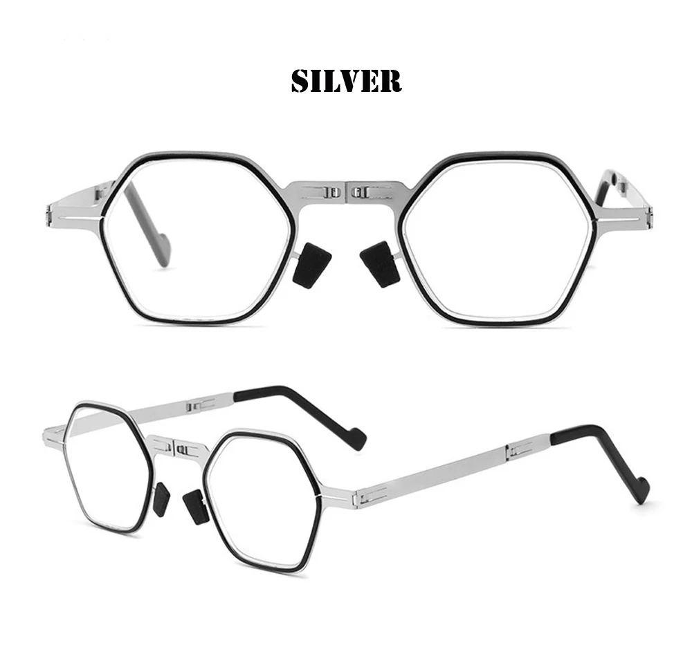 Foldable Portable Reading Glasses Women Men Ultralight Full-rim Silver/grey Anti-Fatigue Anti-Blu-ray  1  2  3 to  4