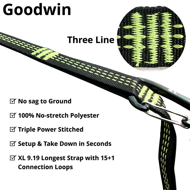 Hangmat Bandjes Camping Wandelen 3M 20 + 1 Roop Met Verstelbare Loops Opknoping Riem Lichtgewicht Extra Lange