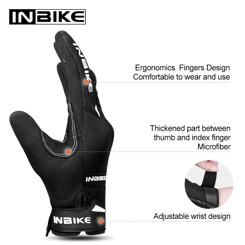INBIKE Bicycle Gloves for Cycling Men\'s Touch Screen Shockproof MTB Bike Gloves Thickened Palm Pad Full finger Bike Accessories