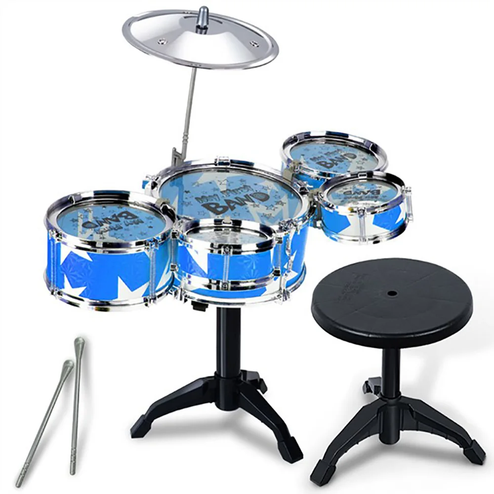 

Medium Children’S Simulation Drum Toy Drum Music Jazz Drum Play Set Percussion Toy With Portable Chair For Toddlers 1-3 Age 3+