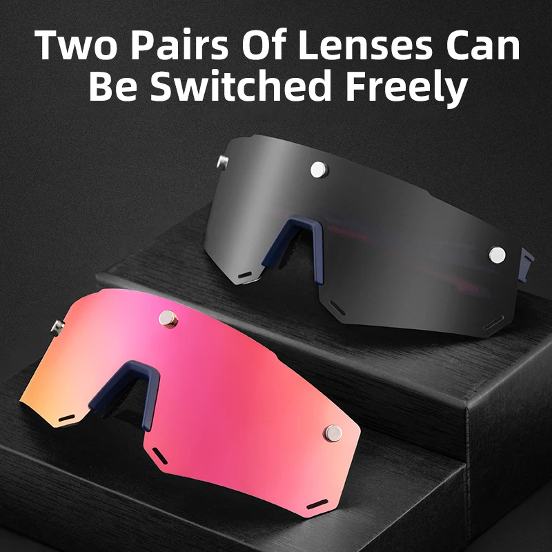 ROCKBROS Polarized Cycling Glasses Mountain Bike Bicycle Sport Cycling Sunglasses MTB Cycling Eyewear Magnetic Split Frameless