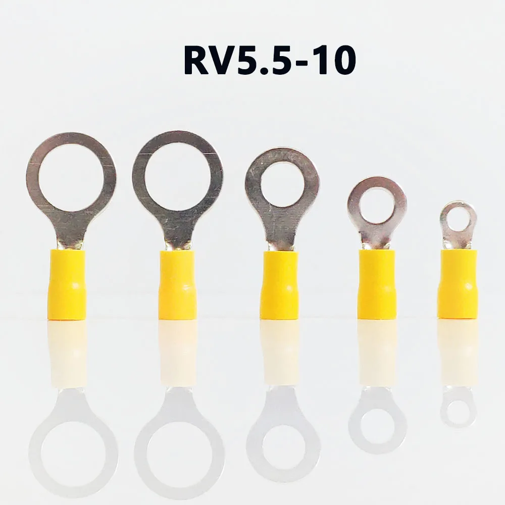 

RV5.5-10 YELLOW color Ring insulated terminal suit 4-6mm2 Cable Wire Connector cable Crimp Terminal 50PCS/Pack free shipping